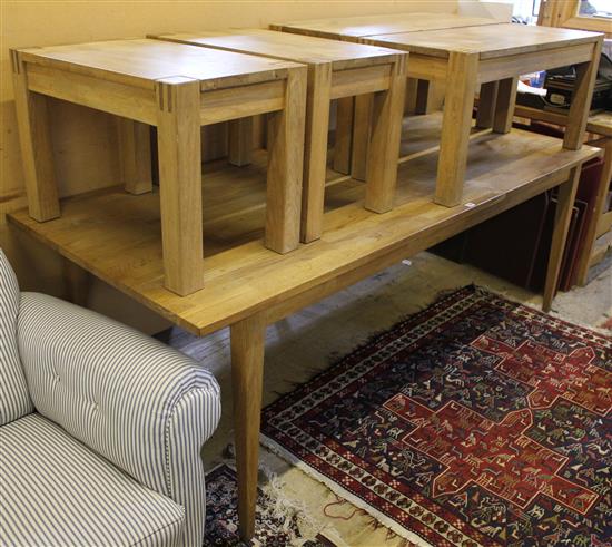 Oak dining table & 4 benches